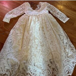 2Bunnies Paisley Lace Back A-Line Straight Tutu Tulle Party Flower Girl Dress